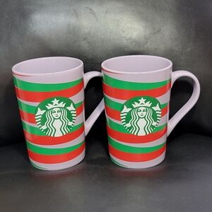 2020 Holiday Starbucks Festive Red Green Purple Striped Mugs Classic Siren Logo